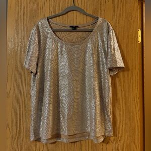 H&M Size M Gold Metallic Relaxed Fit Tee